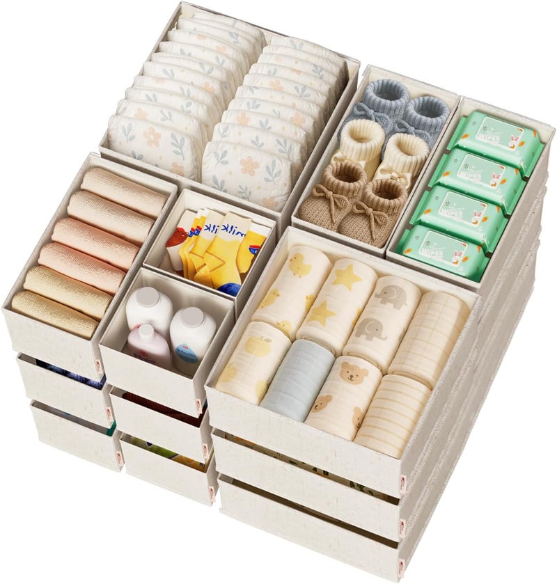 ZenStorage Linen Drawer Organizers for Nursery, Dresser & Closet (20-Pack) – Sturdy, Collapsible Nursery & Dresser Dividers for Baby Clothes, Socks, Underwear & Essentials – Multi-Size Set, Beige - Image 1